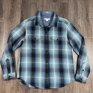 Outerknown Blanket Shirt XS/S Blue Plaid Organic Cotton Flannel Women